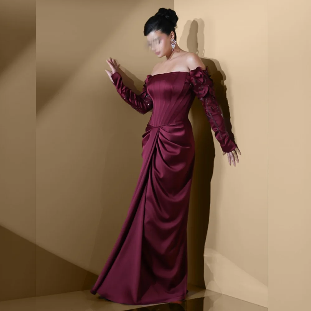 

Customized Evening Gown Charmeuse Applique Off-the-shoulder Long Dresses Bespoke Occasion Woman Elegant Party High Quality