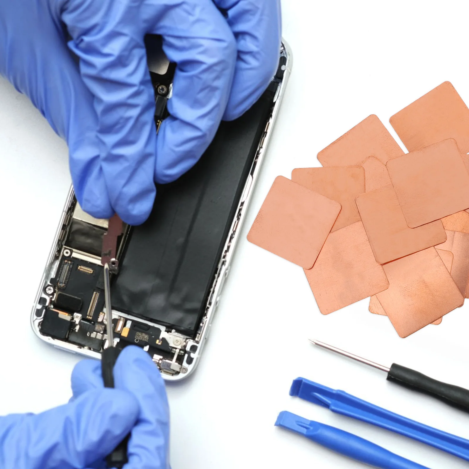 

20pcs Heat Dissipation Copper Sheets Mobile Phone Cooling Pads High Thermal Conductive Thin Copper Plates For Phones Graphics
