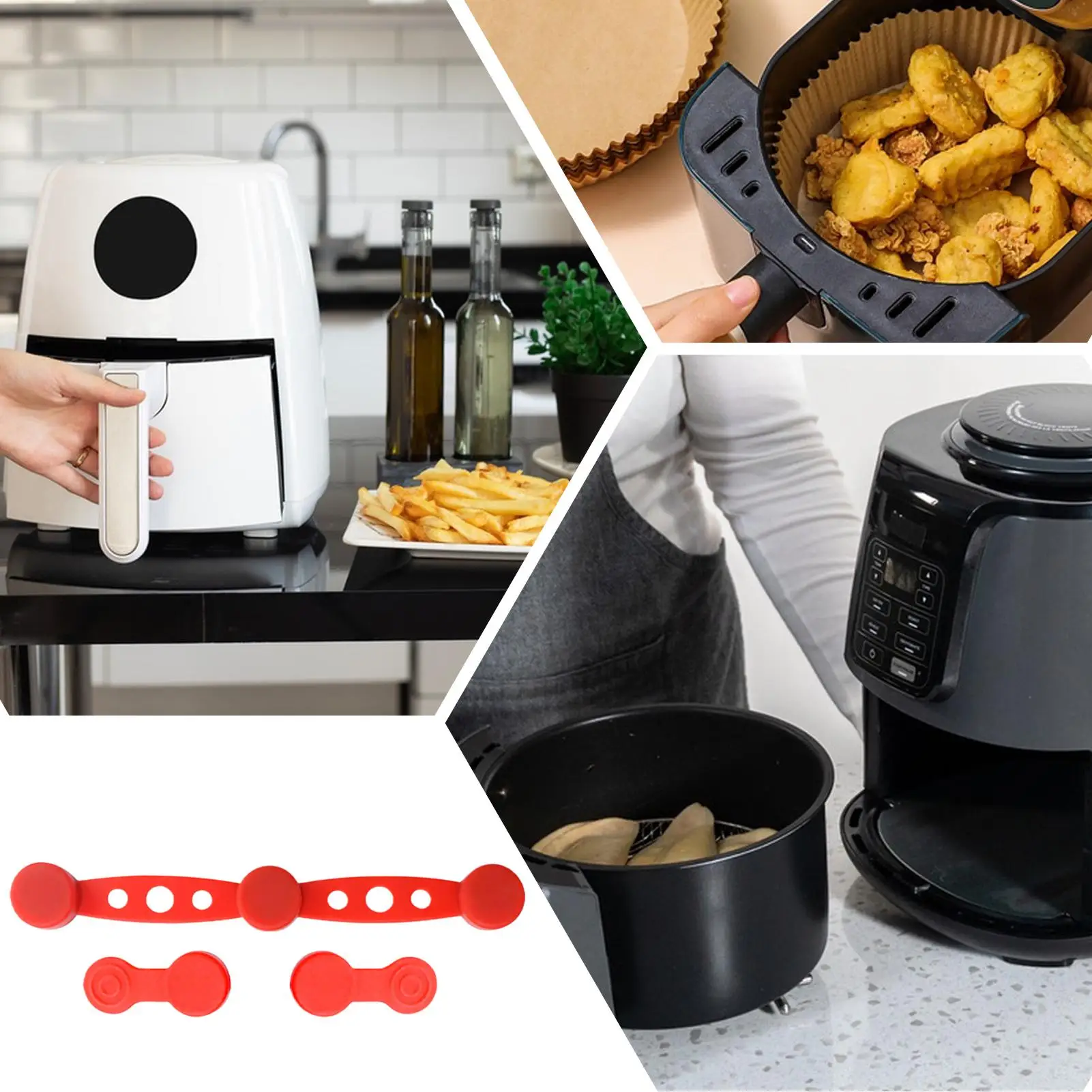 Air Fryer Magnet Silicone Buckle High Temp Air Fryer Magnetic Fixation Device For Securing Air Fryer Parchment Paper Pads