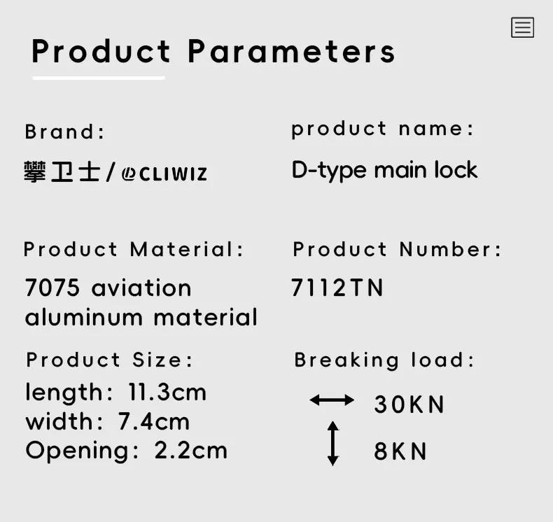 CLIWIZ Marke 30kN Outdoor Professioneller Karabiner 7075 Luftfahrt-Aluminium Sicherheits-Automatikverschluss B Mit CE/UIAA-Zertifikaten – Detail 19