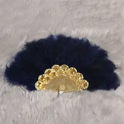 Wedding Solid Color Shining Turkey Feather Handheld Dance Performance Wedding Ceremony Fan