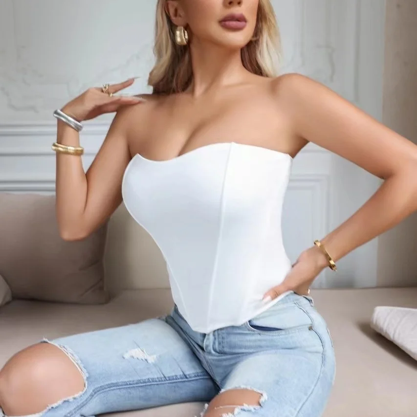 

Faionable High-Waist Fibone apewear Tank Top Women's Sexy Body Sculpting Brtte with Built-In Pads Trendy Wrap Chest