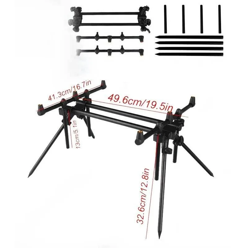 Three Head Fishing Rod Holder Aluminum Telescopic Sea Rod Stand Long Cast Bank Stick European Carp Fishing Rod Rest Bracket