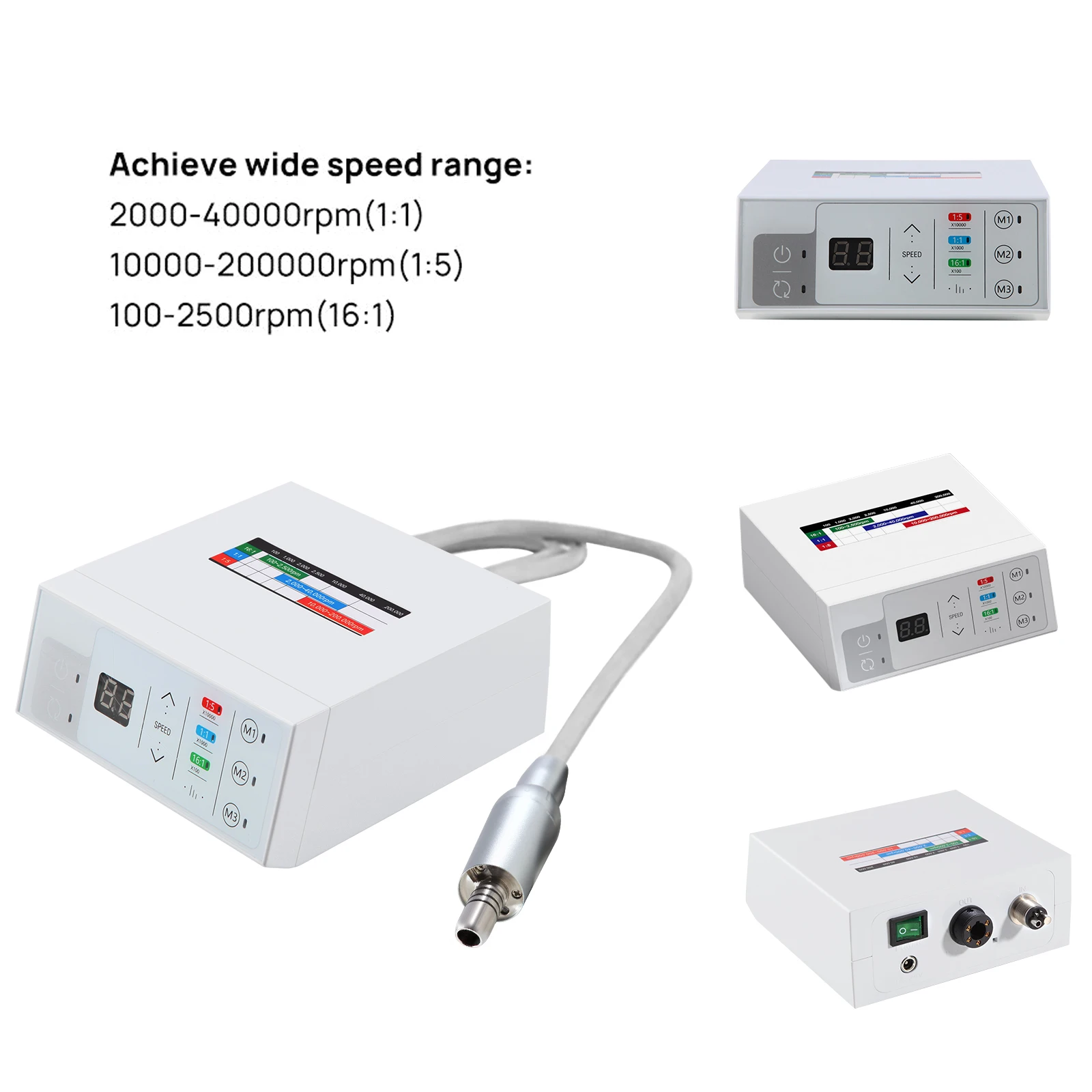 NSK Style Dental Lab Brushless Electric Micro Motor Smart Touch Screen with E-Type Motor Fit 1:1/1:5/16:1 Contra Angle