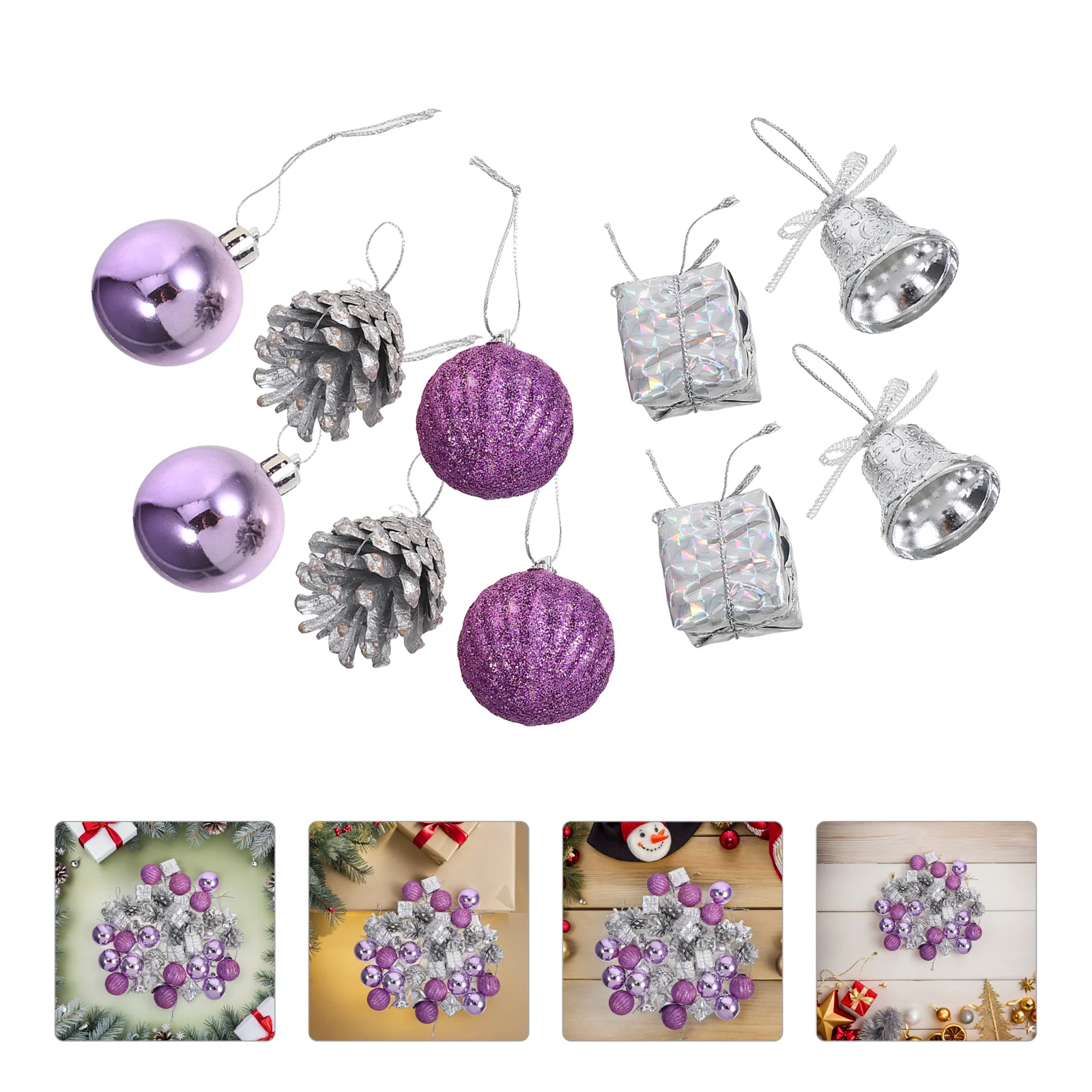 

40Pcs Christmas Tree Decorations Balls Purple Shatterproof Glitter Baubles Festive Holiday Party Supplies Xmas Pendant