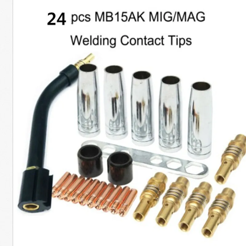 

MIG Welding Accessories Kit MB15AK, 0.8mm Contact Tip Nozzle Shield, Threaded Torch Neck Replacement Parts