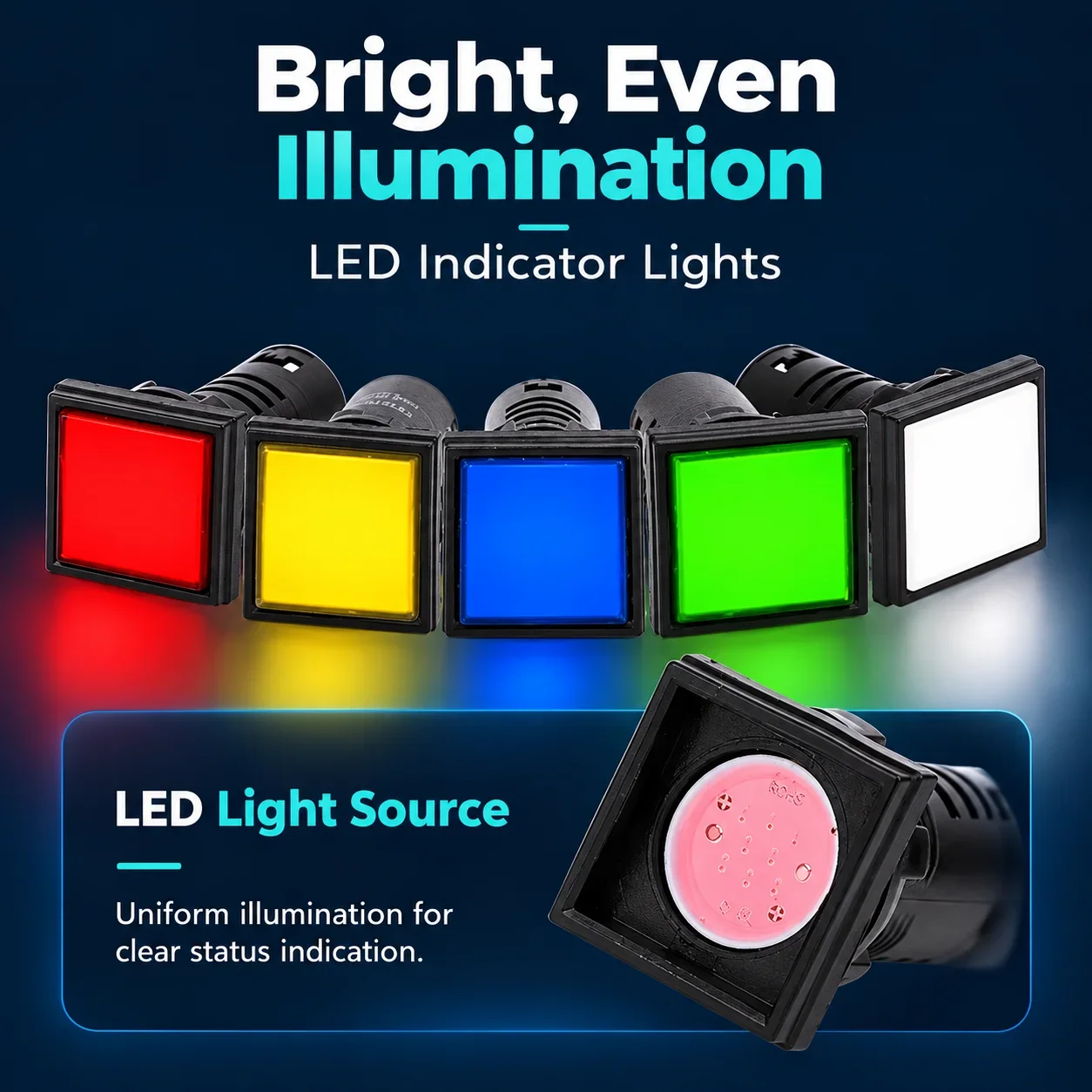 Square Indicator Light AD16-22F LED Red And Green Power Signal 220V 24V 380V 22MM for Distribution Box