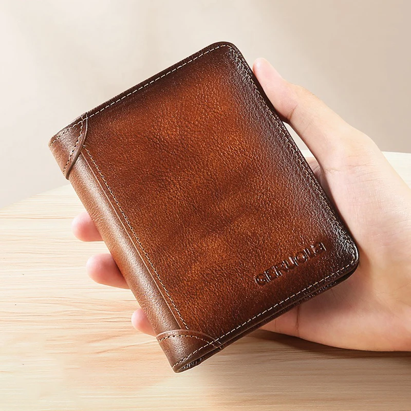 Genuine Leather Wallets for Men RFID	Credit Card Holders Purses Luxury Designer Fashion Men's Cardholder Small Handbags