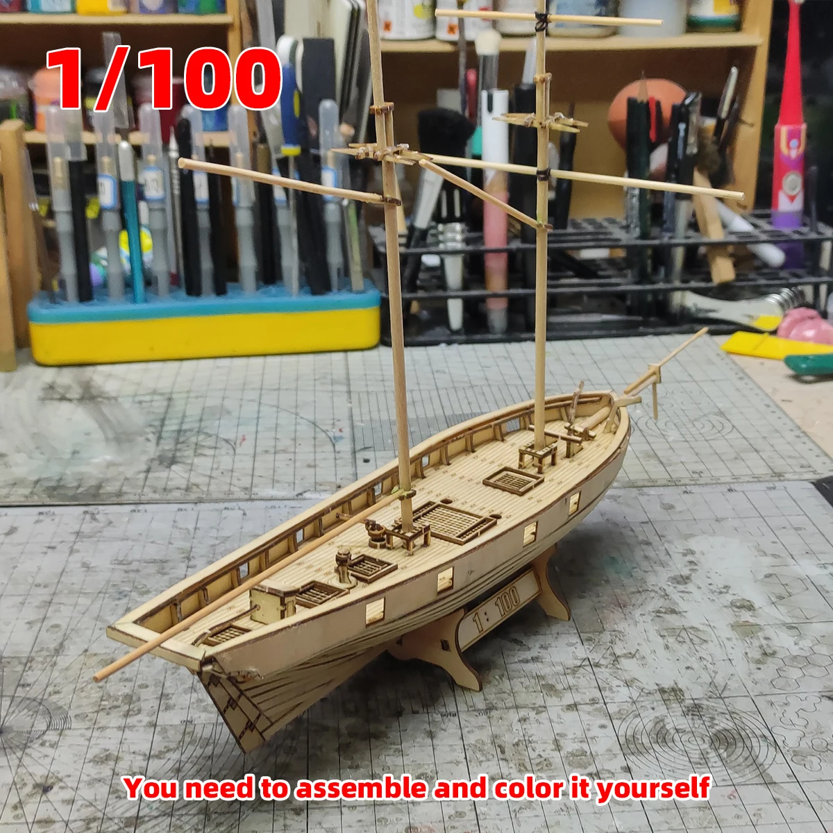 1/100 Baltimore Schooner Halcon 1840 Handelsschiff klassisches Segelboot Galeonen-Holzmodellbausatz im Maßstab 1:100 – Detail 7