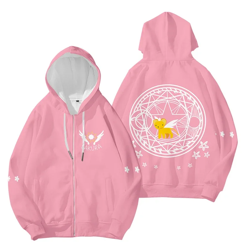 3D Print Cardcaptor Sakura Zip Up Women/Men Hoodie Sweatshirt Streetwear Hip Hop Kinomoto Sakura Cosplay Zipper Hooded Jacket