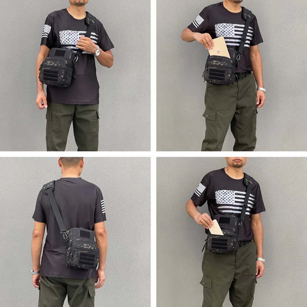 Tactical single shoulder crossbody waist hanging bag, multifunctional outdoor travel, mountaineering, waterproof view 4