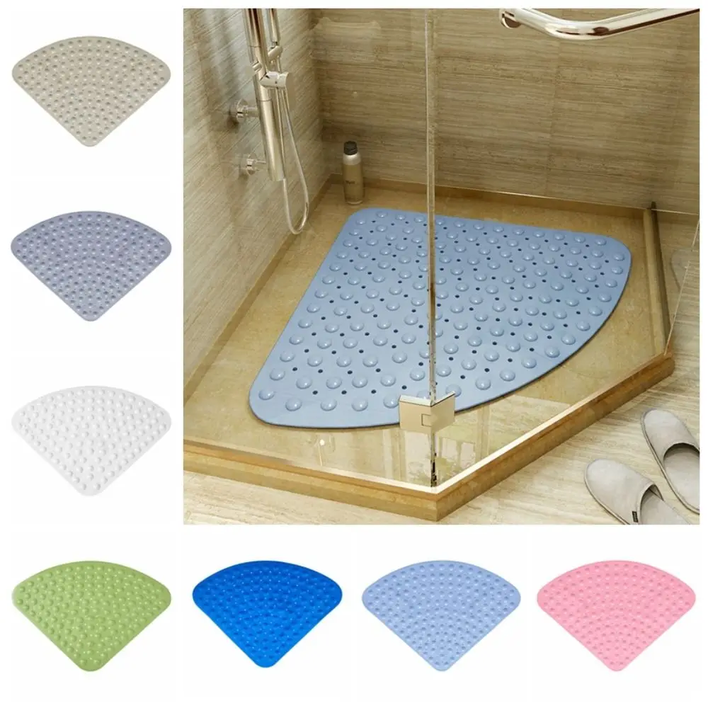 

54/65/70cm Corner Shower Carpet Floor Mat Hotel Home Suction Cup Toilet PVC Shower Mat Bathroom Sector Anti-slip Pad Cushion