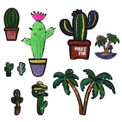 Plant cactus tree sequins Hotmelt adhesive iron Diy washable clothing accessories Patches for clothes and hats clothing patches