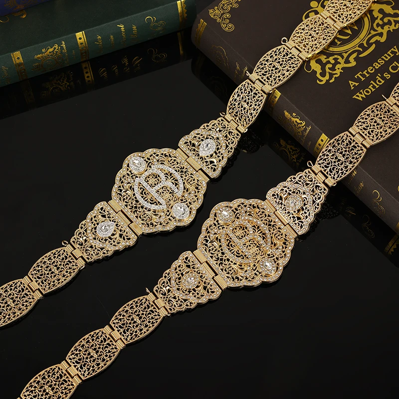 Classic letter R European-style metallic full rhinestone belt for women's wedding dress delicately crafted waist chain body