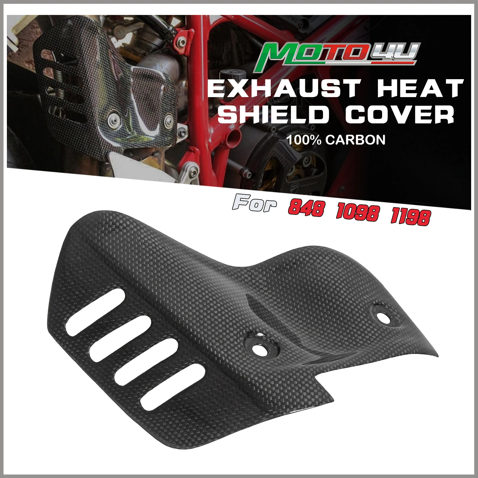 

MOTO4U For Ducati 848 1098 1198 Carbon Fiber Exhaust Cover For Termignoni exhaust Exhaust Heat Shield Motorcycle Accessories