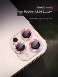Glitter Bling Metal Glass Camera Lens Protector for IPhone 14 15 13 11 Pro Max Plus 12 Mini 14Pro 15Pro Women Ring lens Cover