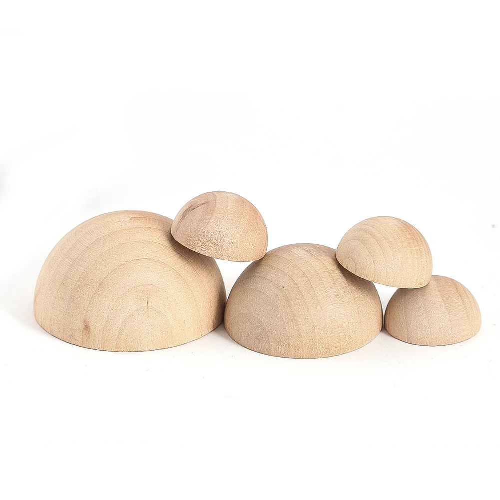 

Natural Wood Half Balls Unfinished Round Split Wood Balls Beads for DIY Kids Toy Projects Craft Supplies Home Decor 30/47/60mm