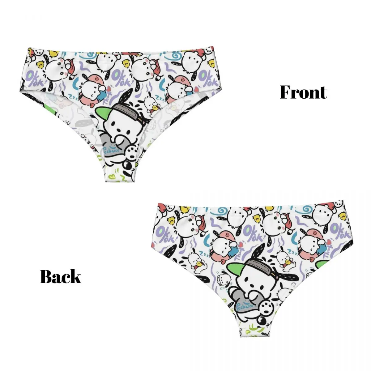 Женские короткие трусики с рисунком собаки Pochacco на заказ, женское дышащее нижнее белье, трусы
