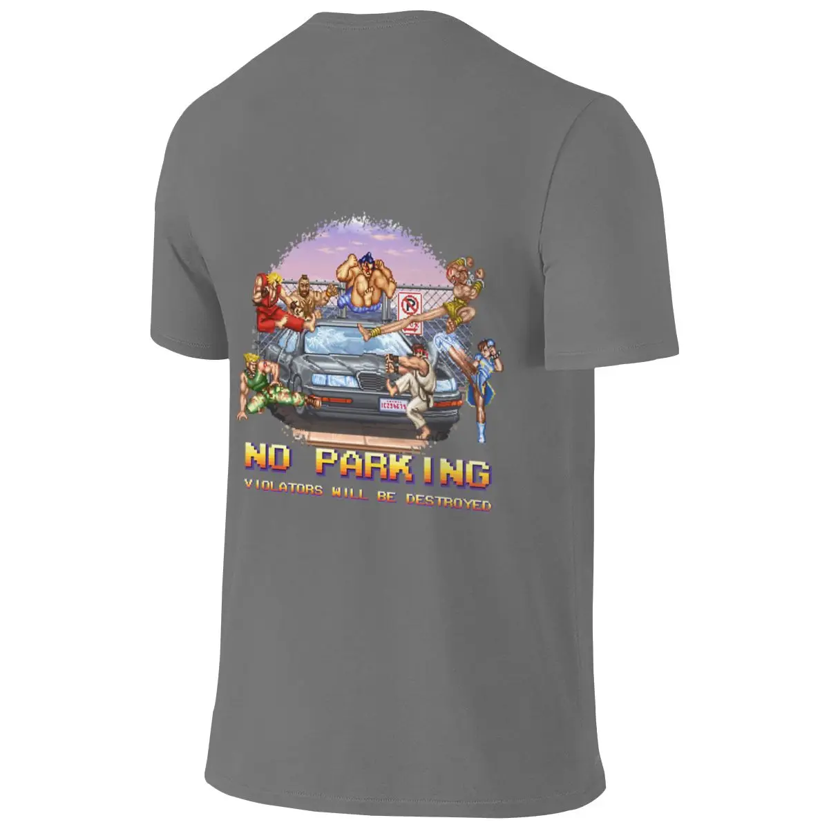 No Parking Violators Will Be Destroyed Slightly Wide Reversible T-shirt Casual Vibe High-Definition Printing Short Sleeve