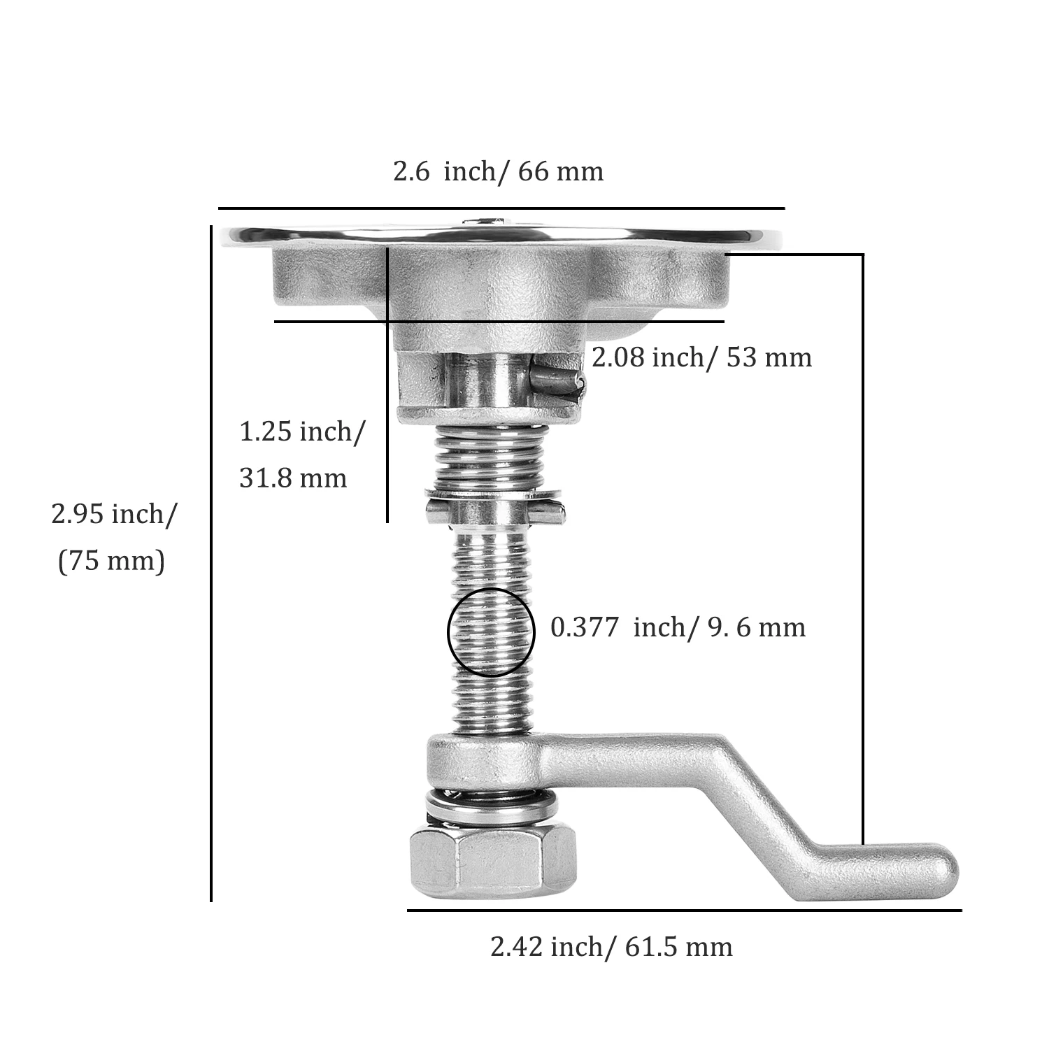 Heavy duty 316 Stainless Steel Boat Cam Latch, Marine Flush Hatch Pull with Back Plate and Screw