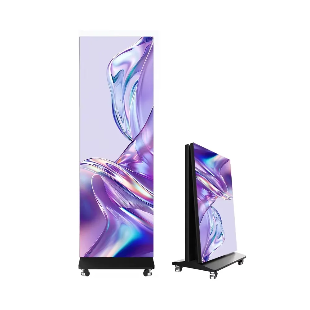GOB P1.2 P1.5 P1.8 P2.5 Indoor Foldable LED Poster Screen Digital Display Banner Portable Video Advertising Shopping Mall Agency