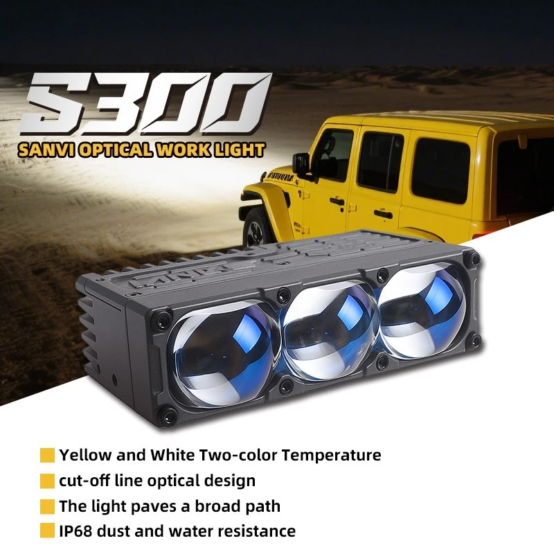 

S200 S300 Laser Beam 90W White Yellow Dual Color Off-Road LED Work Light for Motorcycle Moto Accesorios Waterproof Spotlight