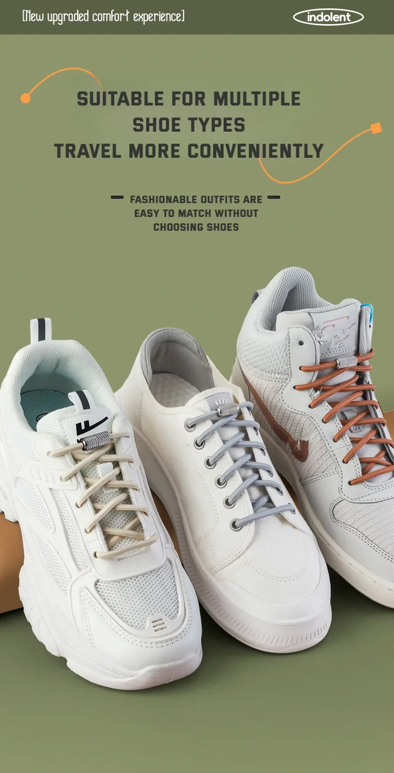 Runde elastische Schnürsenkel für Turnschuhe, Tennisschnürsenkel ohne Krawatten für Kinder und Erwachsene, ohne Krawatte, Schnürsenkel, Gummibänder, Schuhe, Zubehör – Detail 8
