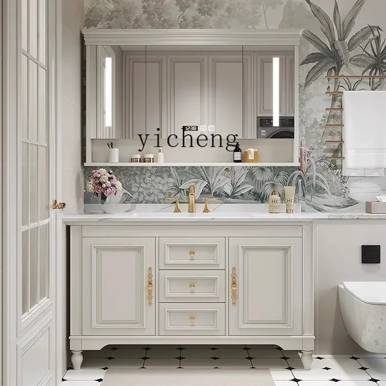 

bathroom cabinet combination rock slab seamless ceramic integrated basin toilet floor double basin sink basin cabinet