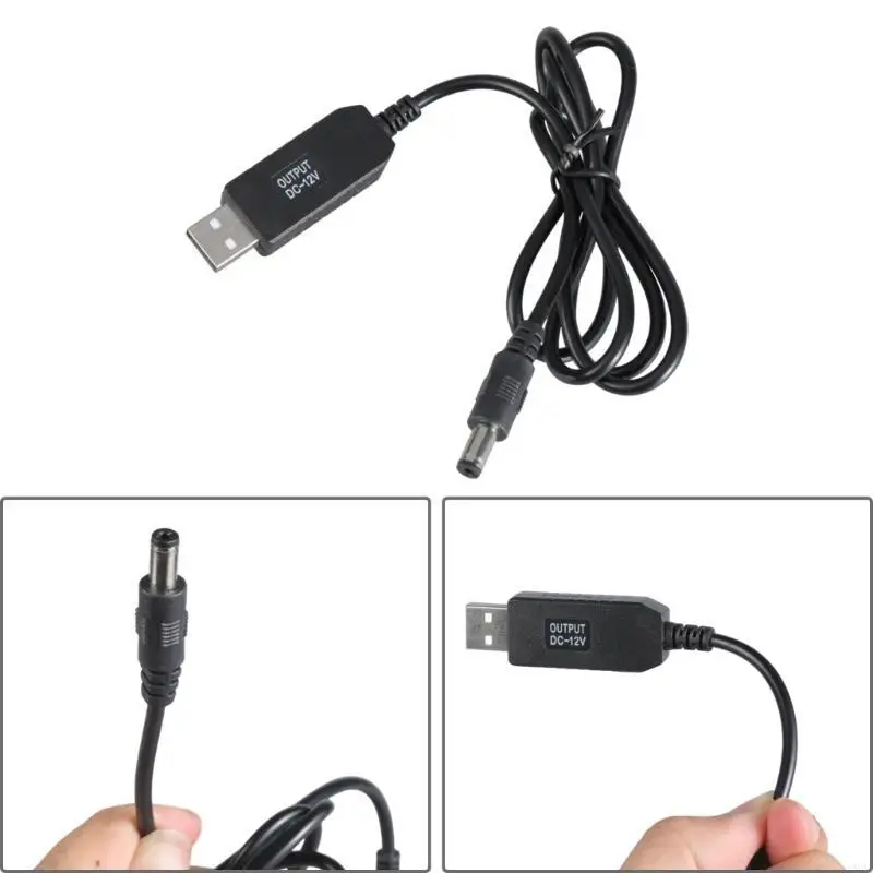 193A 1m/3.28ft USB to DC5521 Converter Cable 5V to 12V Boosting Line for LED Lamp Routers, Surveillances Cameras