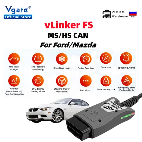 Vgate ELM327 vLinker FS USB OBD2 Scanner Car Auto For Ford Mazda OBDII Scan MS CAN HS CAN Diagnostic Tools Automotive Scanner