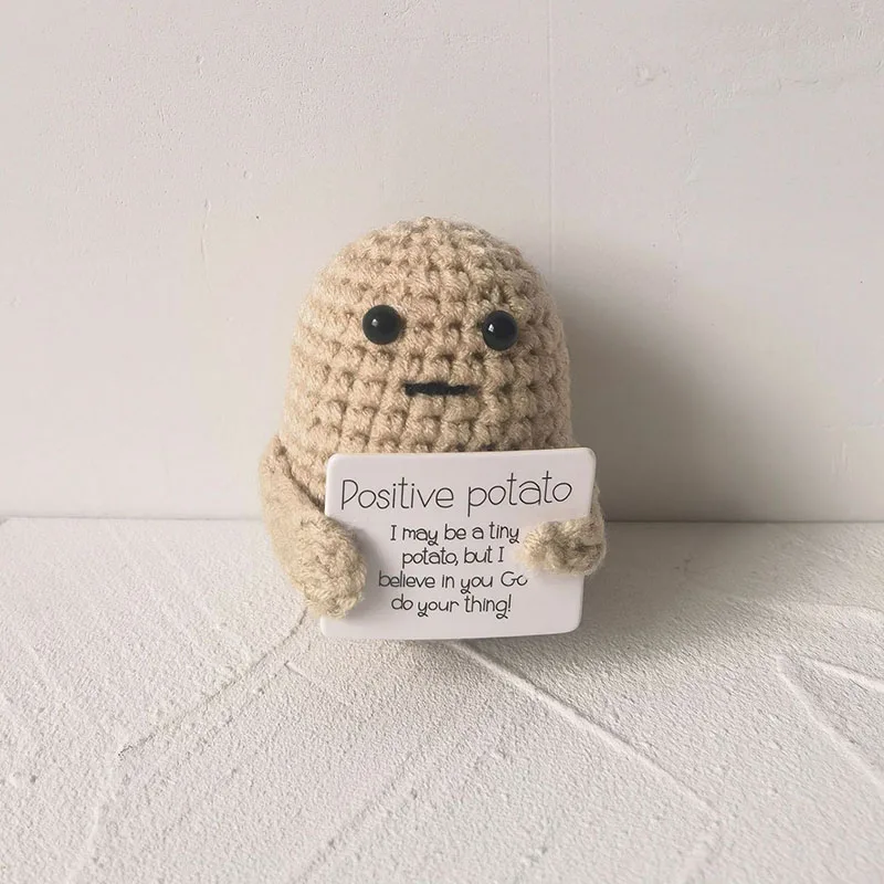 Cute Positive Potatoes Home Room Decor Ornament Knitting Inspired Toy Tiny Yarn Doll Funny Christams Gift Home Decoration