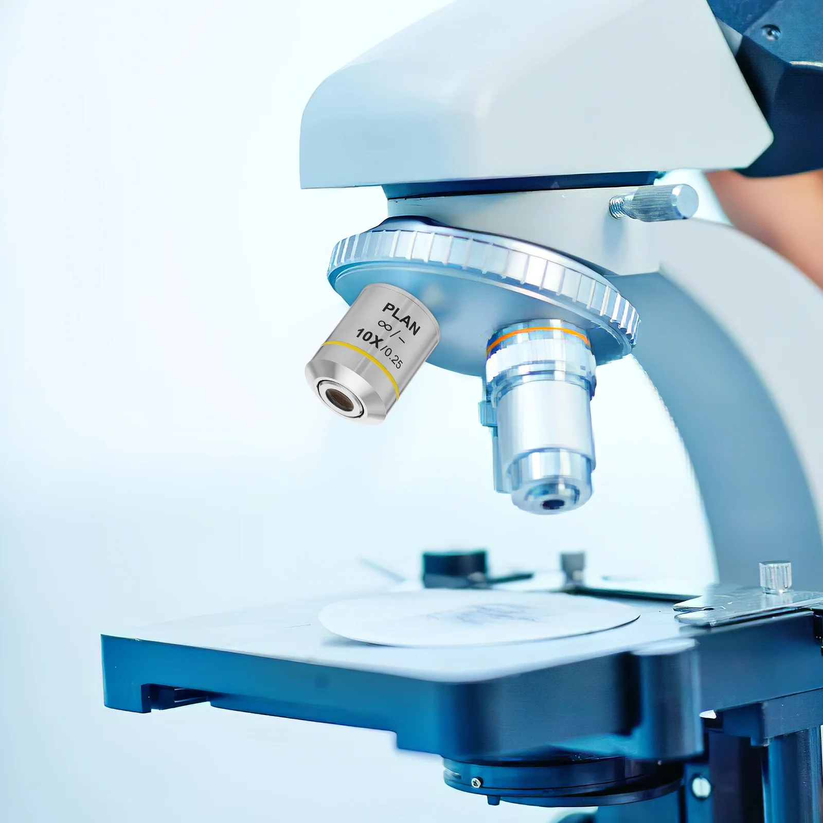 Biological Microscope Objective Lens 10X Magnification Clear Distortion-Free Imaging For Lab High-Resolution Microscopy