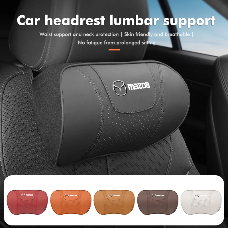 Car Headrest Lumbar Support Leather Car Neck Pillow Waist Support For Mazda Atenza Demio CX3 CX5 CX7 CX30 MX3 MX5 Speed MPE MS