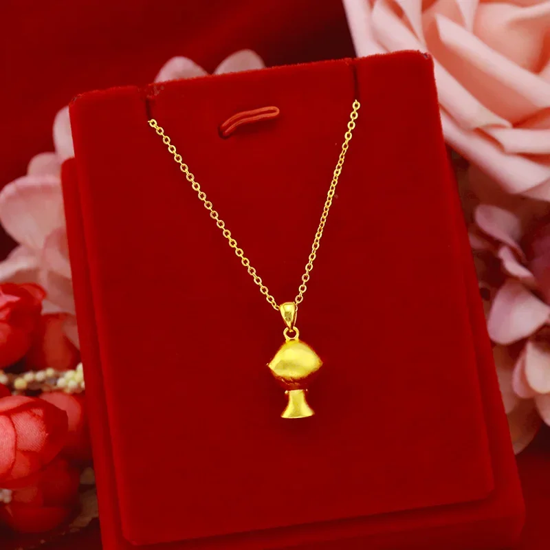 Cadena de oro de 14K para niña, collar de clavícula de hada Seiko chapado en oro puro de 24k, joyería de Color amarillo de 18k, 100%