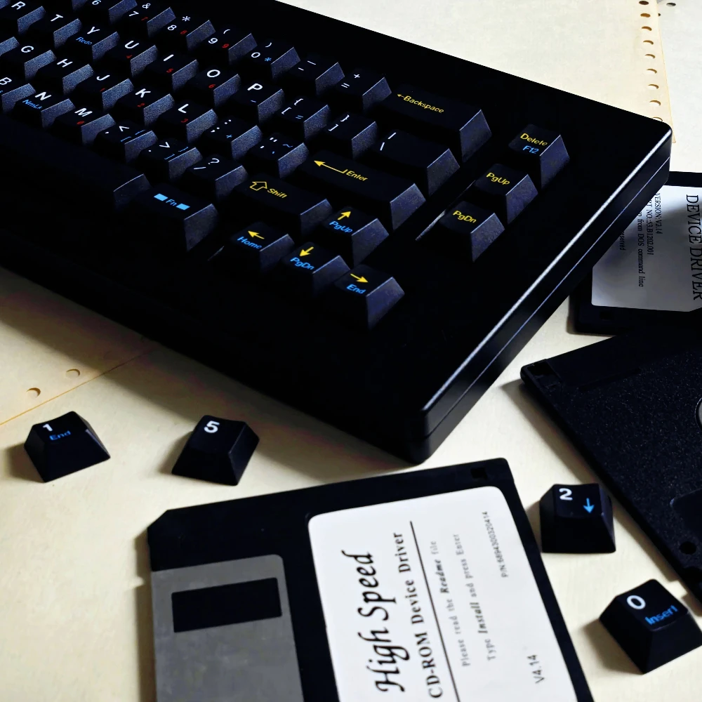 GMK Cherry Profile Keycaps Customized PBT Artisan Point Keycap Front Carving Black Keycaps  Mechanical Keyboard Accessories