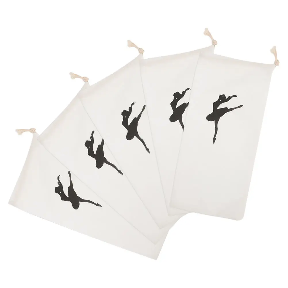 

5Pcs Ballet Shoe Bags Canvas Drawstring Portable Lightweight Travel Dance Storage Organizer Pointe Shoe Pouches
