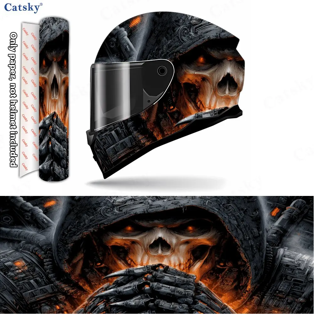 Blazing Mecha Grim Reaper Pattern Helmet stickers , PVC Material Multifunctional Helmet Stickers, Scratch-Resistant & Fade-Proof
