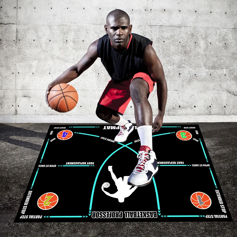 Basketball Practice Equipment Non-Slip Basketball Footstep Mat Basketball Training Mat for Youth and Adult Ball Control Training