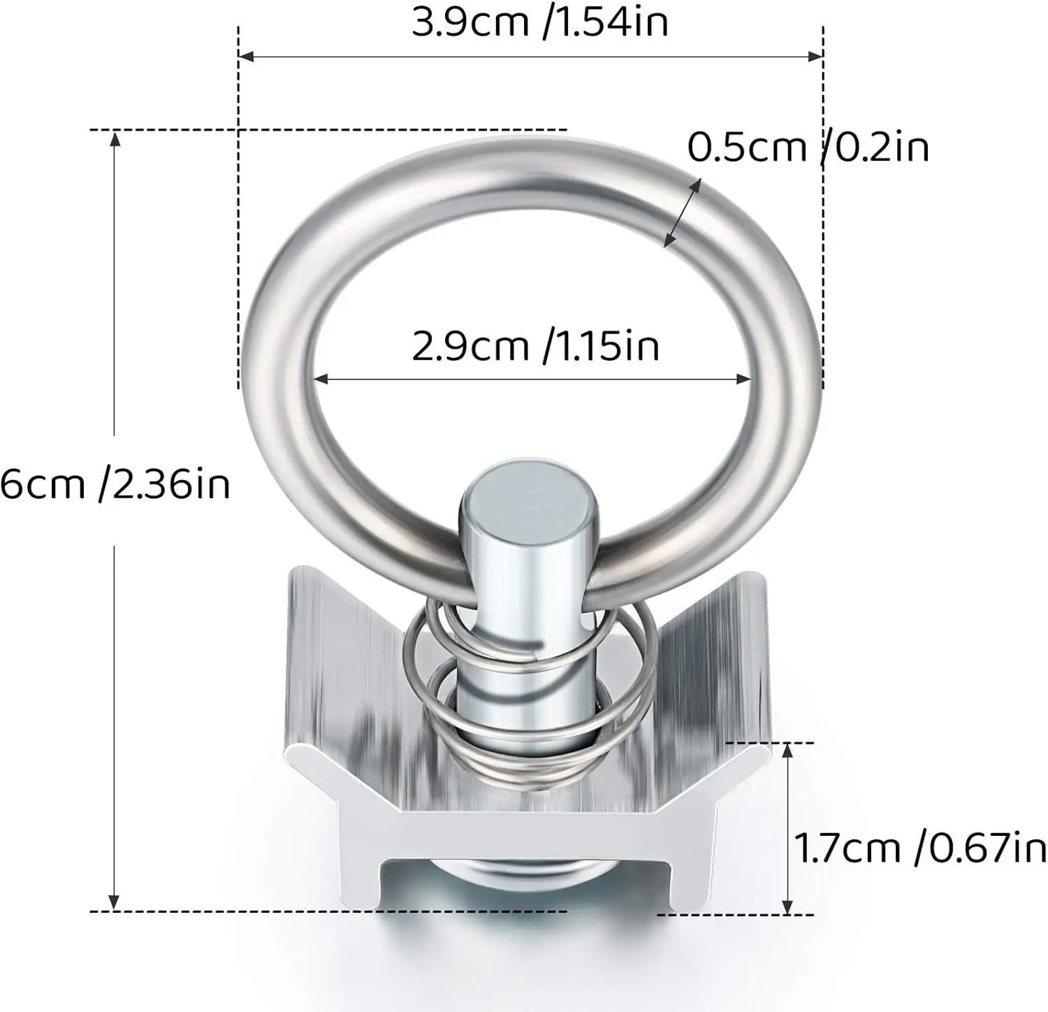 10pcs L-Track Aluminum Stainless Steel Single Stud Fittings with O-Ring And Spring for Motorcycle & Trailer Tie-Downs