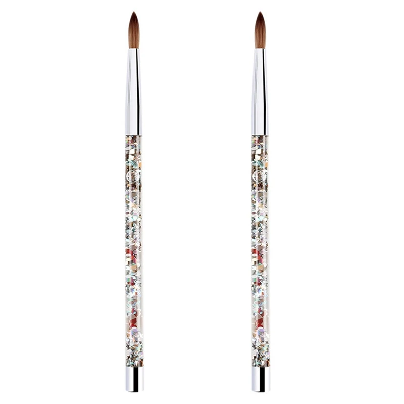 

2Pc Rose Gold Kolinsky Sable Acrylic Nail Brush With Liquid Flow Glitter Nail Art Brush For Nail Art Tool 10