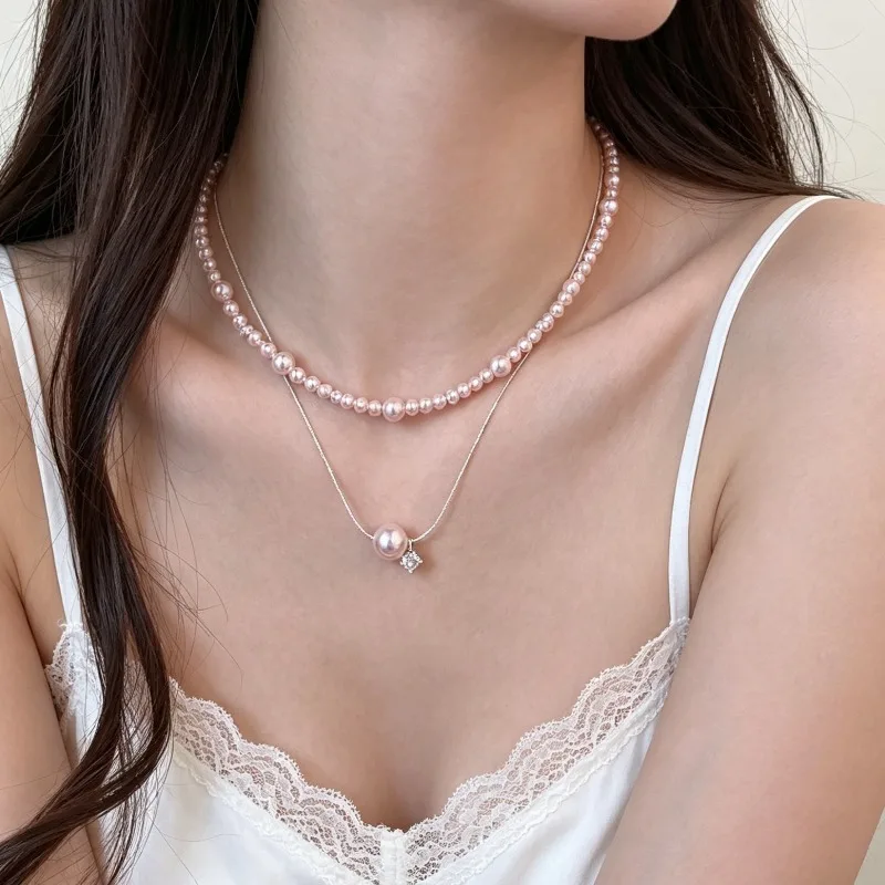 Pearl Zircon Layered Necklace 2026 New Light Luxury Delicate Choker Chain for Women Premium Elegant Daily Wear Fashion Jewelry