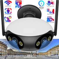Outdoor WIFI POE IP Camera Dual Lens 180° Wide Angle Panoramic Human/Car Detect Auto Tracking Zoom Security Surveillance Camera