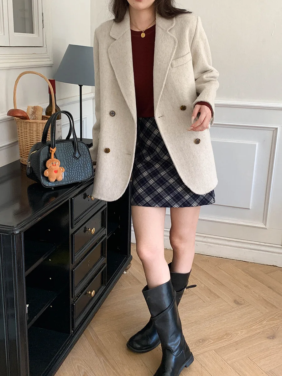 2025년 겨울 여성 캐주얼 긴 소매 울 수트 코트 새로운 패셔너블 아우터웨어
