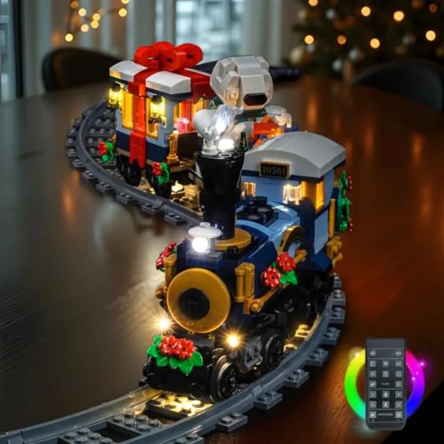 LED lighting kit for LEGO 10361 Holiday Express Train: warm white, ABS plastic, plug-and-play installation, energy-efficient an