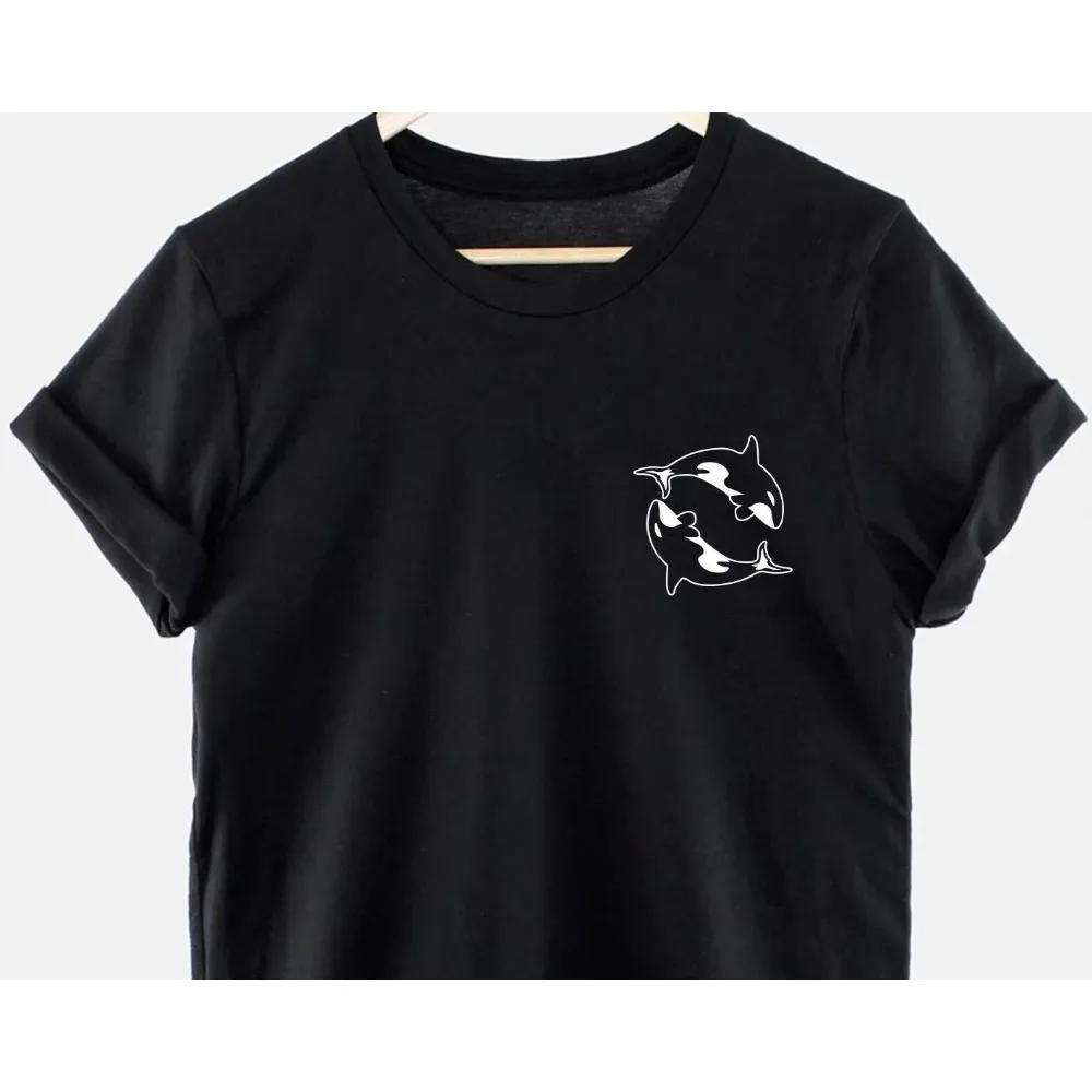 Best Selling Orca Killer Whale T-Shirt Orca Shirt Killer Whale Pocket Print T-Shirt Whale T-Shirt Nautical Print Tees Men Y2K