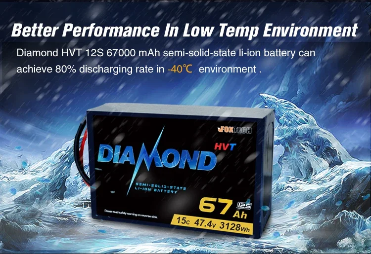 Custom Diamond HVT 12S 15C 47.4V 3128Wh 67000mAh 67Ah แบตเตอรี่ Li ion กึ่งแข็ง