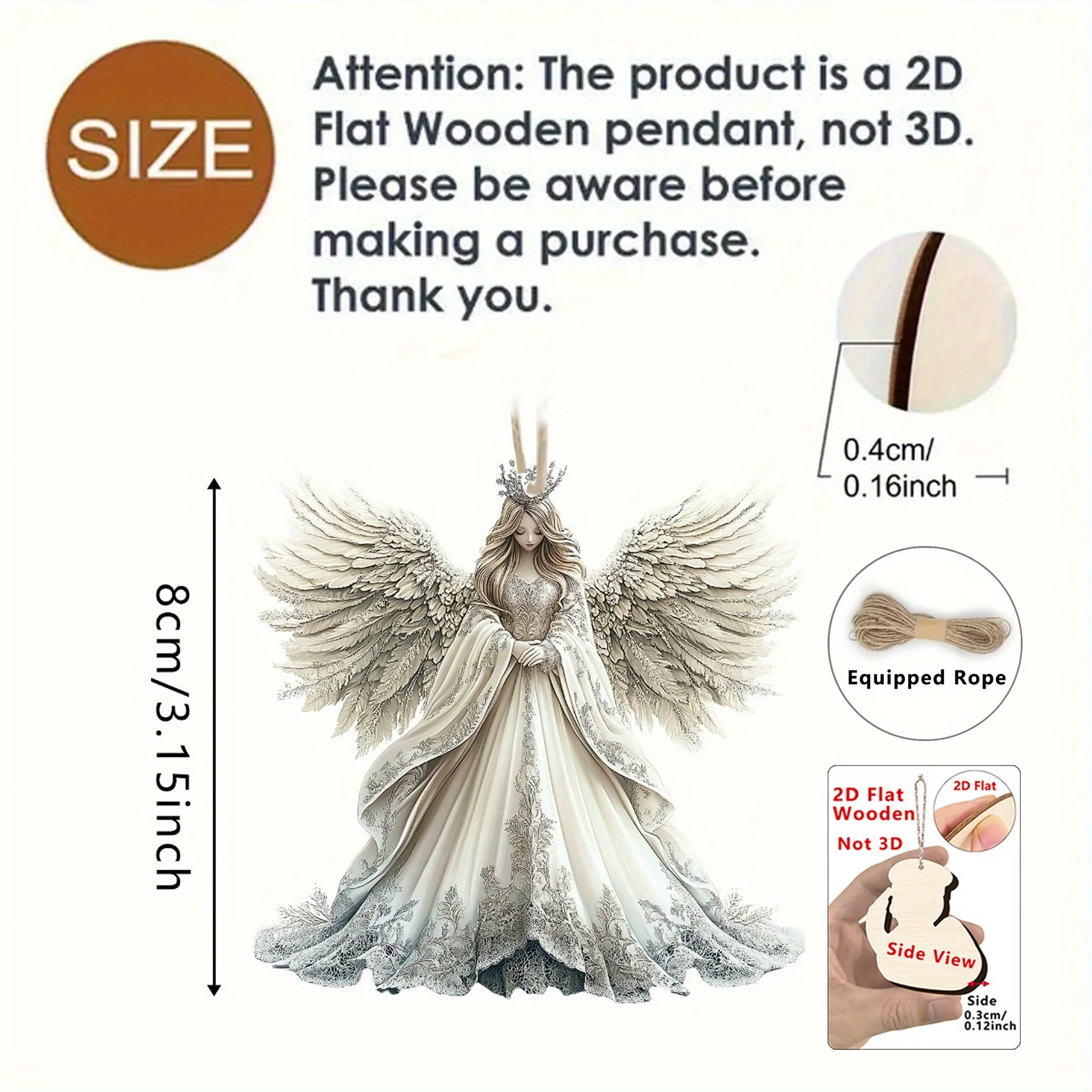 12 قطعة من المعلقات الخشبية ثلاثية الأبعاد من فيكتوريا أنجل - مثالية لمعمودية عيد الميلاد والمنزل وشجرة عيد الميلاد وحفلات أعياد الميلاد وهدية المهرجانات #2