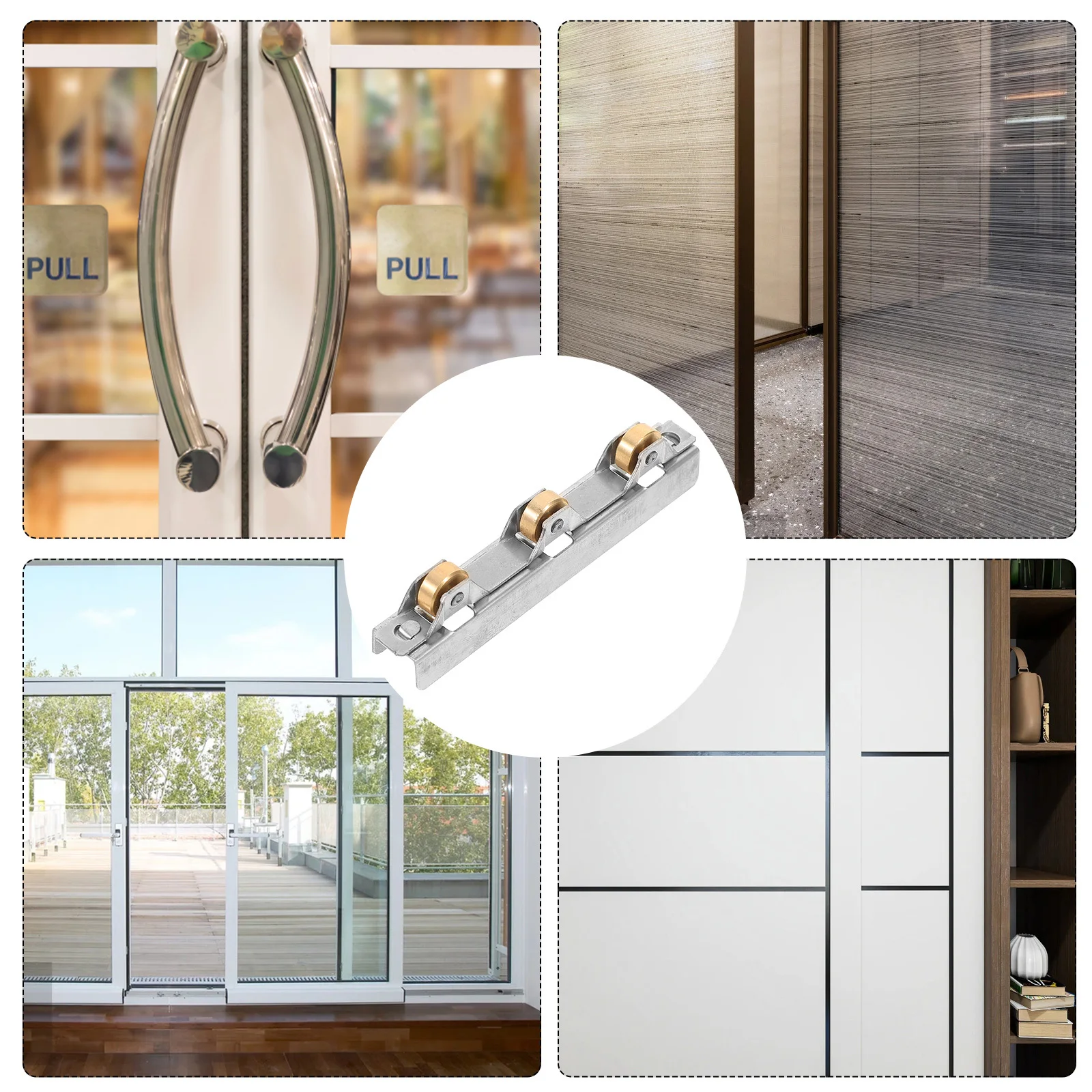 بكرة بكرة باب زجاجي منزلق، عجلة معدنية شديدة التحمل، دليل عجلة المسار لملحقات استبدال نافذة باب الفناء #2