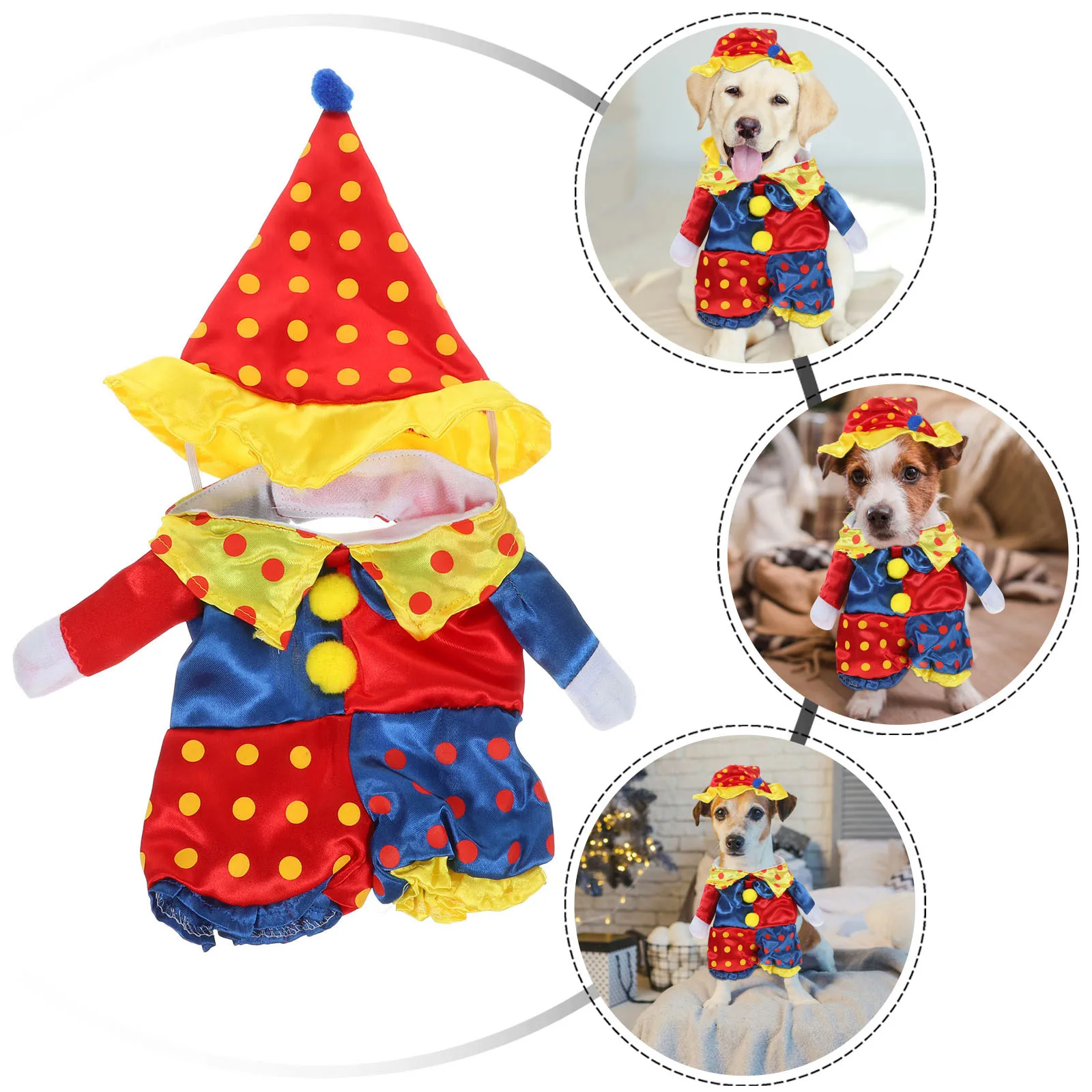 

Dog Clothes Clown Style Coat For Small Dogs Outdoor Holiday Wear Pet Party Halloween Costume Apparel Dog Supplies