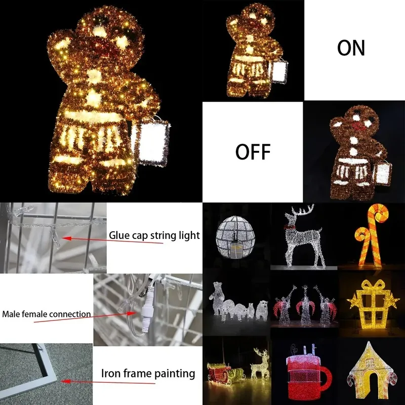 IP65 Outdoor Rechargeable Dimmable LED 3D Biscuit Man Light for Garden Christmas Warm White Decorative Lighting 24-220V CRI